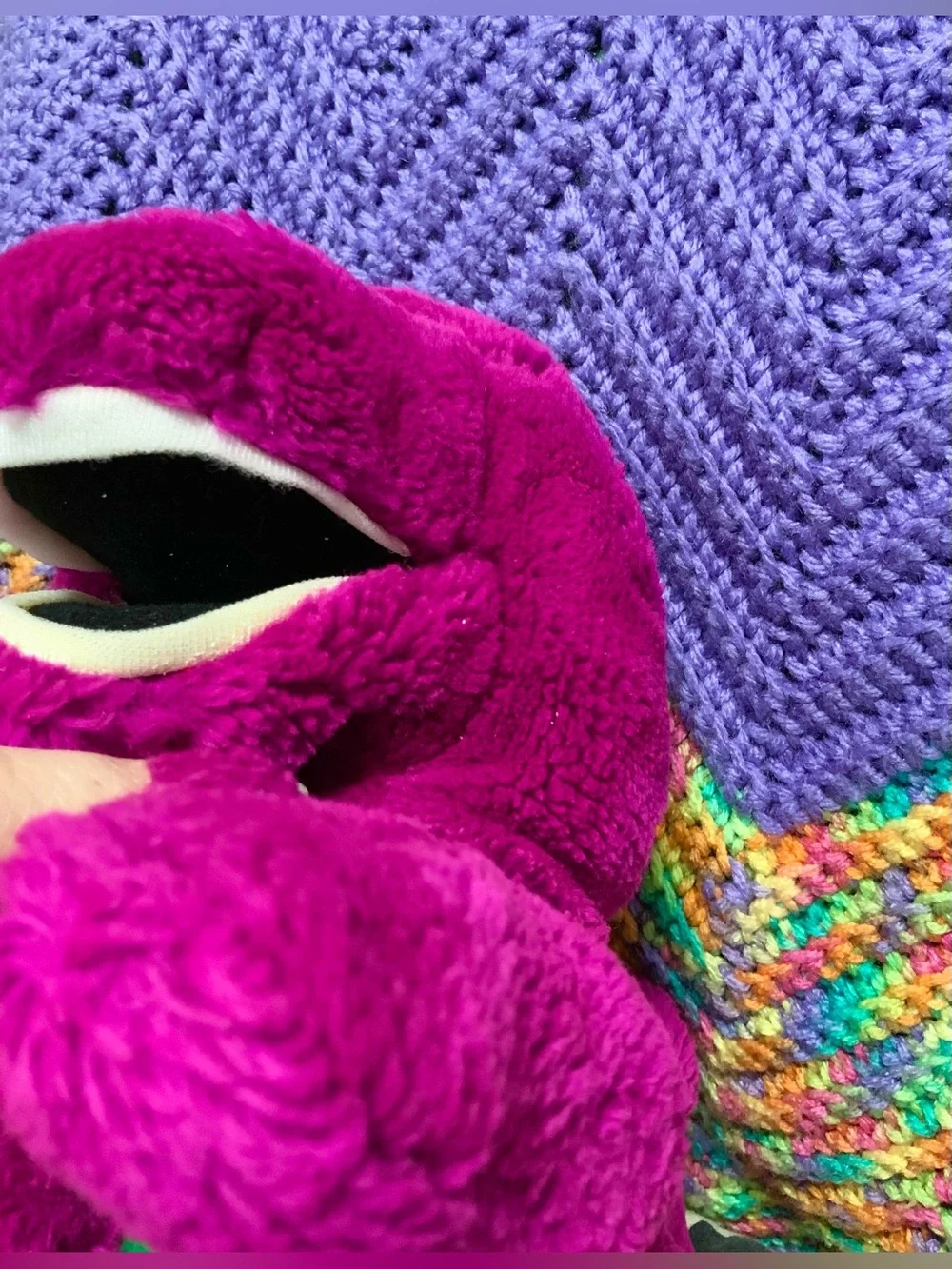 Vintage BARNEY Purple Dinosaur Dakin The Lyons Group Plush Hand Puppet Toy 1992
